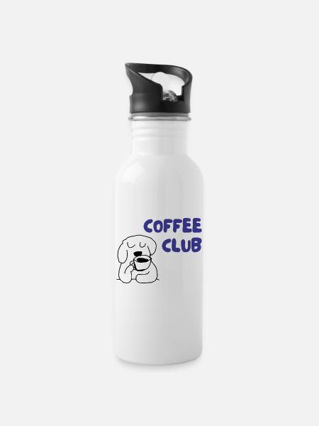 Kaffee Club Hund Illustration - Trinkflasche mit integriertem Trinkhalm - Weiß