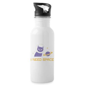 Space Cat – I Need Space - Water bottle with straw - white - Right