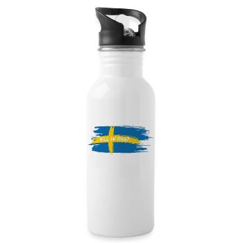Vill Du Fika? – Schwedischer Kaffee Humor - Trinkflasche mit integriertem Trinkhalm - Weiß - Rechts