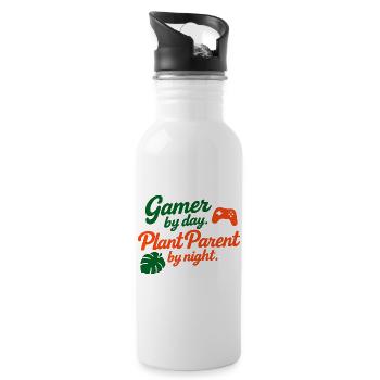 Gamer by Day Plant Parent by Night Shirt - Water bottle with straw - white - Right