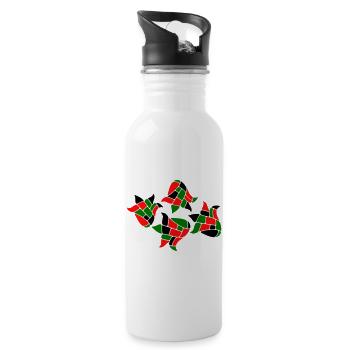 Mosaic Fantasy - Water bottle with straw - white - Right