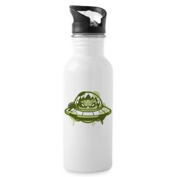 Alien Ufo Graffiti Logo - Water bottle with straw - white - Right