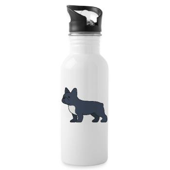 Silhouette du bouledogue français bleu - Gourde avec paille intégrée - blanc - Droite