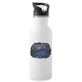 Crystal Valley und Weltraumflamingos - Trinkflasche mit integriertem Trinkhalm - Weiß - Rechts