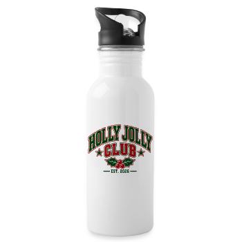 Holly Jolly Club Weihnachtsemblem - Trinkflasche mit integriertem Trinkhalm - Weiß - Rechts