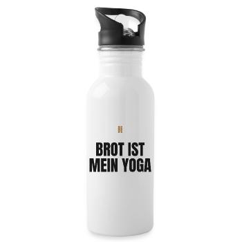 Brot ist mein Yoga – Hobbybäcker Spruch - Trinkflasche mit integriertem Trinkhalm - Weiß - Rechts
