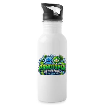 Pondtopia Teichparadies - Trinkflasche mit integriertem Trinkhalm - Weiß - Rechts