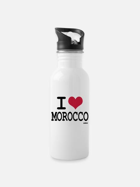 I Love Morocco - i love morocco by wam - Water bottle with straw - white