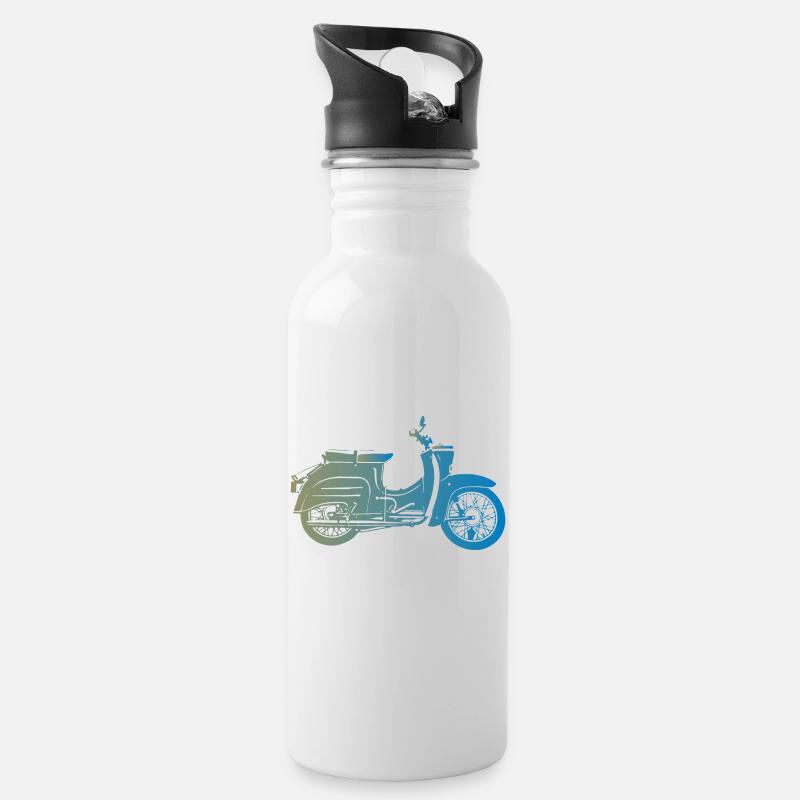 Simson Schwalbe KR51 - Trinkflasche mit integriertem Trinkhalm - Weiß