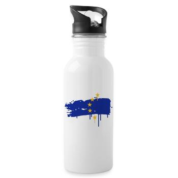 Drapeau européen peinture avec un coup de pinceau - Gourde avec paille intégrée - blanc - Droite