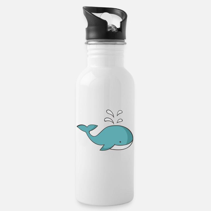Wal - Trinkflasche mit integriertem Trinkhalm - Weiß