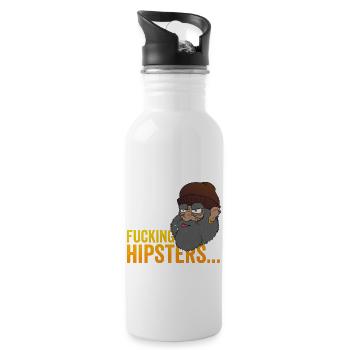 Anti Hipster Hobo - Fucking Hipsters - Water bottle with straw - white - Right
