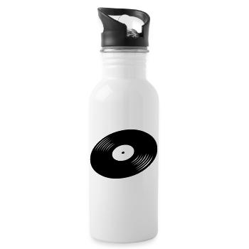 Schallplatte, Vinyl, Record - Trinkflasche mit integriertem Trinkhalm - Weiß - Rechts