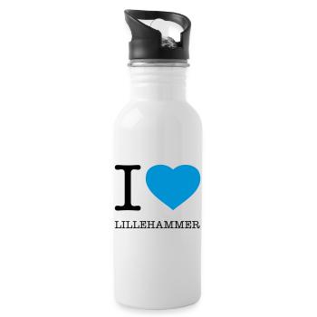 I LOVE LILLEHAMMER Norwegen - Trinkflasche mit integriertem Trinkhalm - Weiß - Rechts