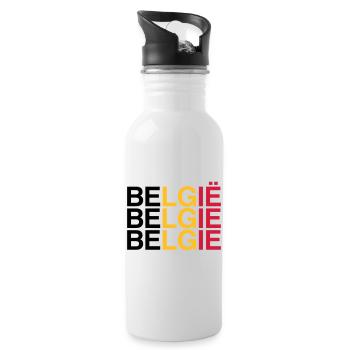 BELGIE Belgian Flag - Belgien - Belgium 2024 - Trinkflasche mit integriertem Trinkhalm - Weiß - Rechts