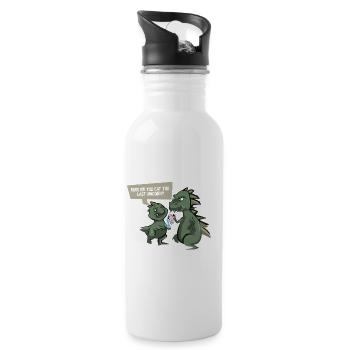 Funny dinosaur shirt - last unicorn - - Water bottle with straw - white - Right
