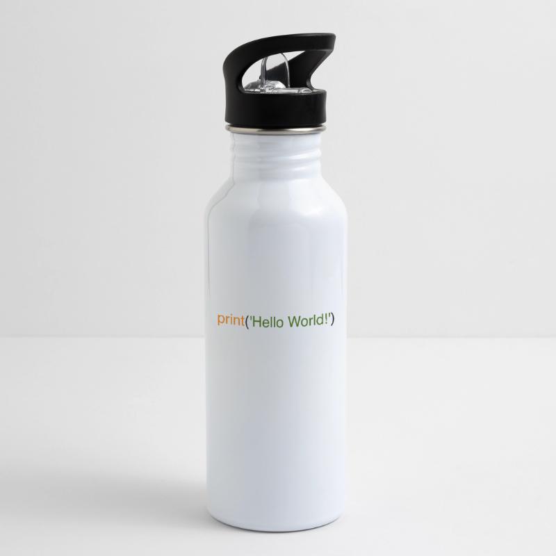 Hello World Python Trinkflasche mit integriertem Trinkhalm