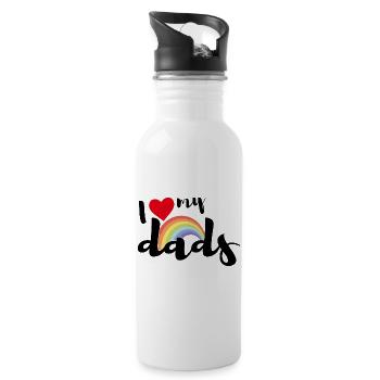 Ich liebe meine Väter - Trinkflasche mit integriertem Trinkhalm - Weiß - Rechts
