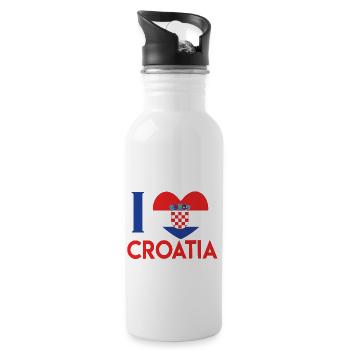 Croatia Football Gift Fan World Cup - Water bottle with straw - white - Right