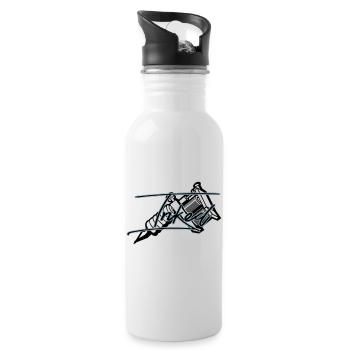 Tattoomaschine inked Tattoo - Trinkflasche mit integriertem Trinkhalm - Weiß - Rechts