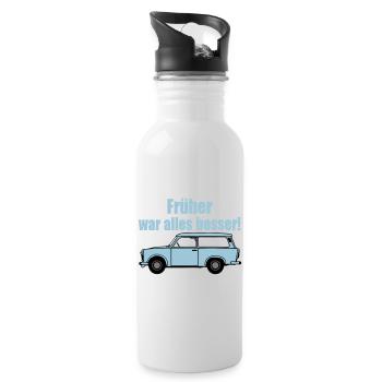  , DDR Kult , früher war alles besser (25) - Trinkflasche mit integriertem Trinkhalm - Weiß - Rechts