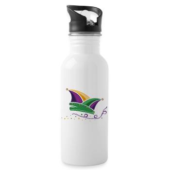 Narrenkappe Mardi Gras New Orleans Karneval - Trinkflasche mit integriertem Trinkhalm - Weiß - Rechts