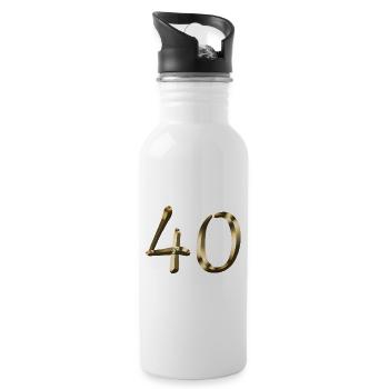40 ans d'or Anniversaire anniversaire 40 ans - Gourde avec paille intégrée - blanc - Droite