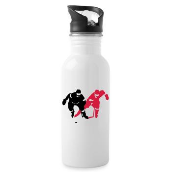 Eishockey - Trinkflasche mit integriertem Trinkhalm - Weiß - Rechts