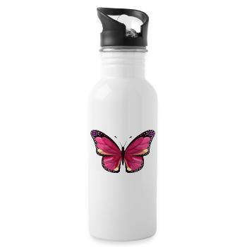 papillon - Gourde avec paille intégrée - blanc - Droite