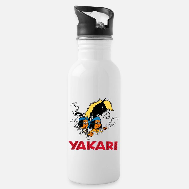 Yakari avec arc-en-ciel et Petit-Tonnerre - Gourde avec paille intégrée - blanc
