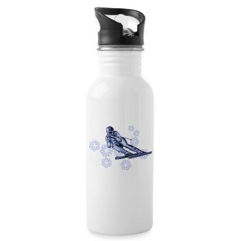 skiing - Water bottle with straw - white - Right