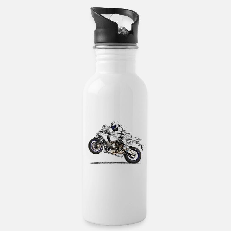 Motorcycle - Gourde avec paille intégrée - blanc