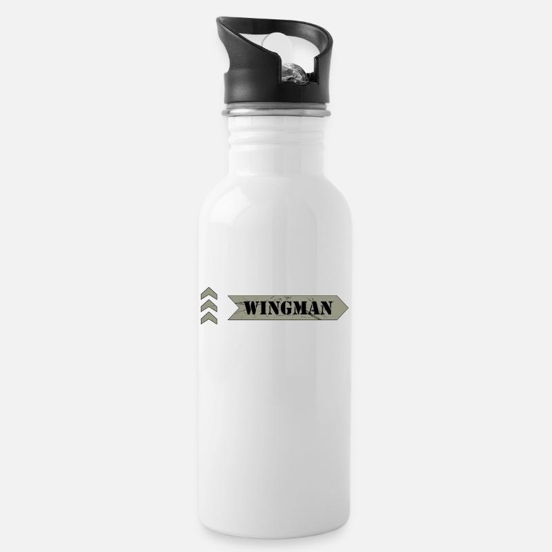 Wingman - Water bottle with straw - white