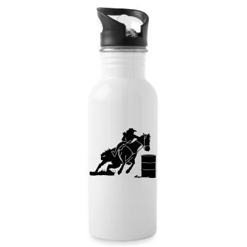 Pferdesport Westernreiten - Barrel Race - Trinkflasche mit integriertem Trinkhalm - Weiß - Rechts