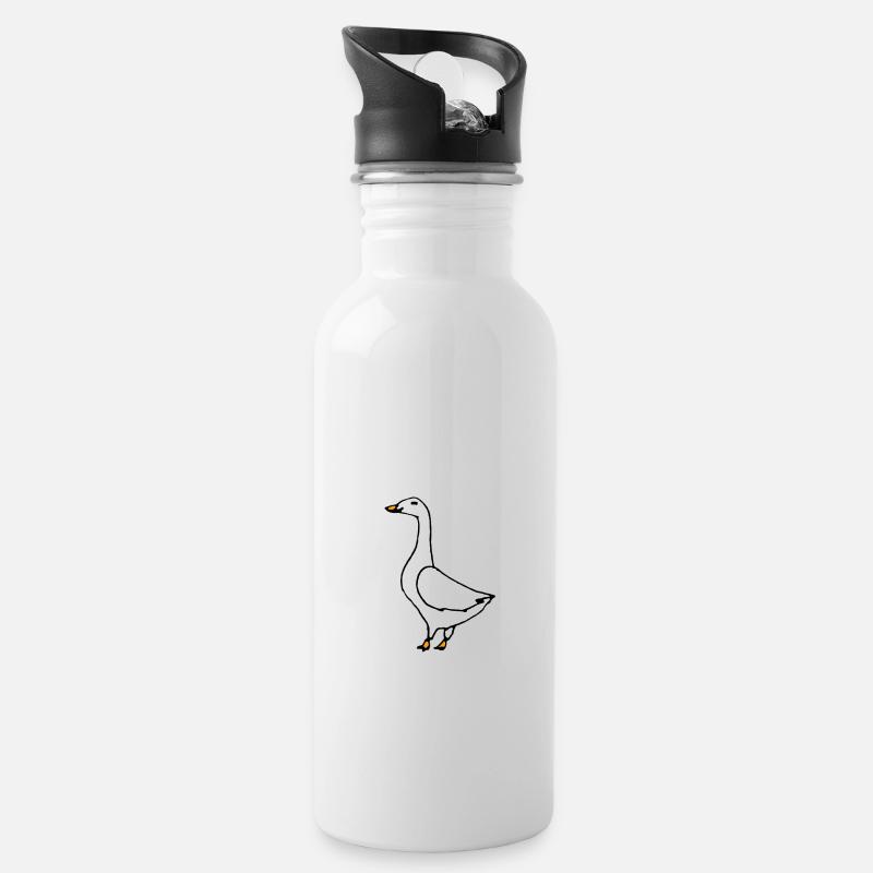Gans - Trinkflasche mit integriertem Trinkhalm - Weiß