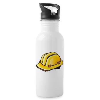 gelber Bauhelm | hard hat - Trinkflasche mit integriertem Trinkhalm - Weiß - Rechts