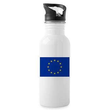 Europa Flagge Eu - Trinkflasche mit integriertem Trinkhalm - Weiß - Rechts