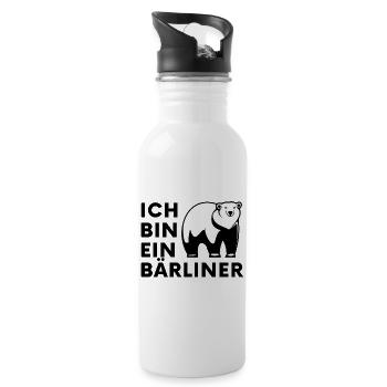 Polar Bären Silhouette Kontrast - Trinkflasche mit integriertem Trinkhalm - Weiß - Rechts
