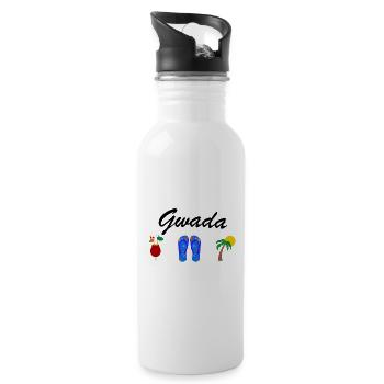 T-Shirt Guadeloupe Gwada Sonne Rum Meer Strand - Trinkflasche mit integriertem Trinkhalm - Weiß - Rechts