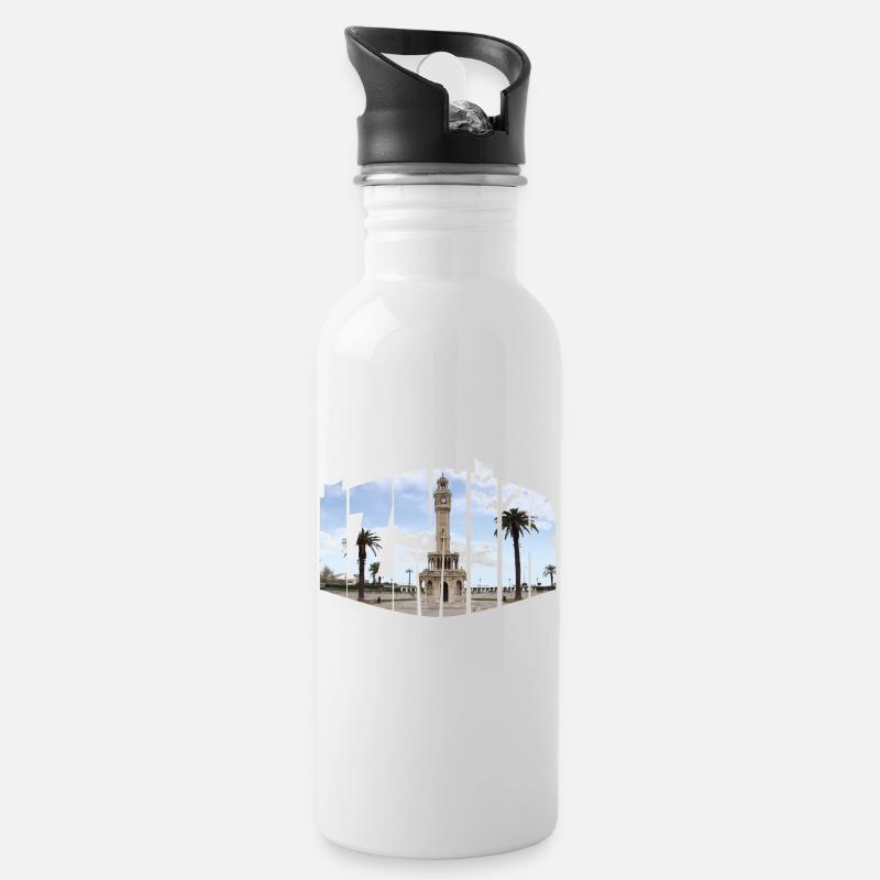 Izmir clock tower - Water bottle with straw - white
