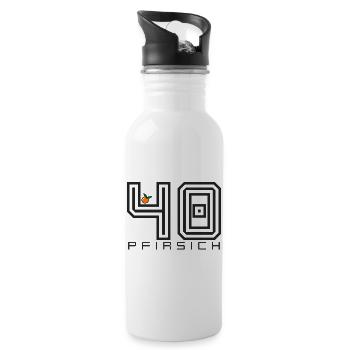 Pfirsich 40 Shirt Lustiger Geburtstag Spruch - Trinkflasche mit integriertem Trinkhalm - Weiß - Rechts