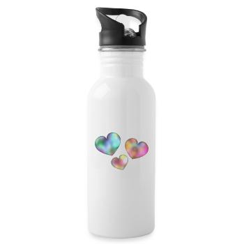 ICH LIEBE DICH. ICH LIEBE DICH. LIEBE. LIEBE. HERZ. - Trinkflasche mit integriertem Trinkhalm - Weiß - Rechts