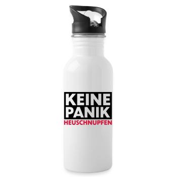 Keine Panik Heuschnupfen - Trinkflasche mit integriertem Trinkhalm - Weiß - Rechts
