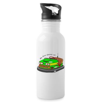 Mein erstes Elektroauto - Trinkflasche mit integriertem Trinkhalm - Weiß - Rechts