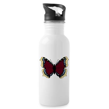 Butterfly - mourning cloak - Water bottle with straw - white - Right
