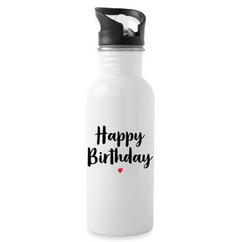 Happy birthday heart birthday gift - Water bottle with straw - white - Right