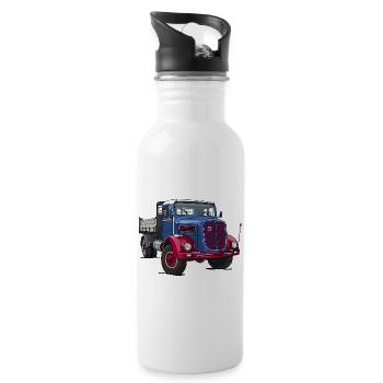 LKW Oldtimer - Trinkflasche mit integriertem Trinkhalm - Weiß - Rechts