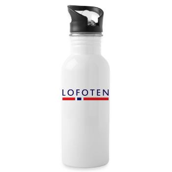 Lofoten Norden Geschenk Skandinavische Länder - Trinkflasche mit integriertem Trinkhalm - Weiß - Rechts