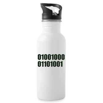 Binärcode "Hi" - Trinkflasche mit integriertem Trinkhalm - Weiß - Rechts