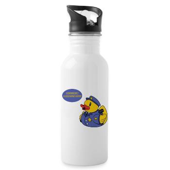 Ente Badewanne Entspannung - Trinkflasche mit integriertem Trinkhalm - Weiß - Rechts